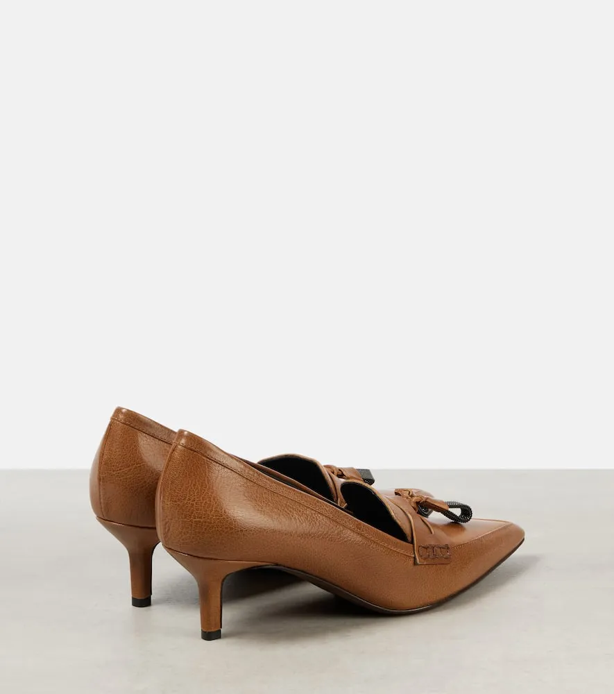 Brunello Cucinelli Monili leather loafer pumps