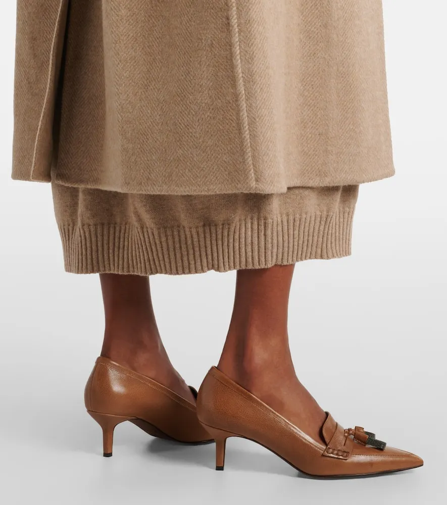 Brunello Cucinelli Monili leather loafer pumps