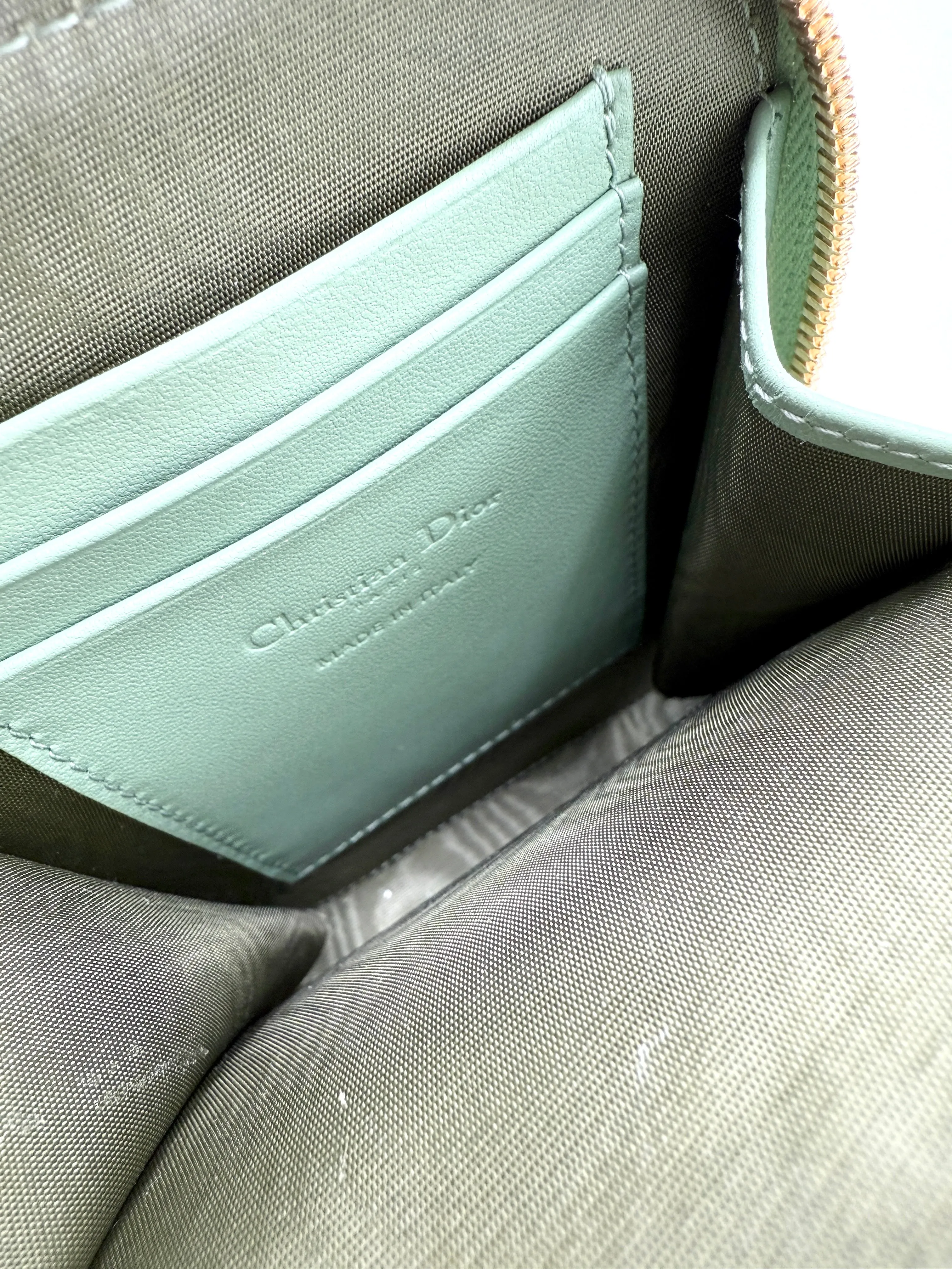 Christian  Sage Green Cannage GHW Vertical Crossbody