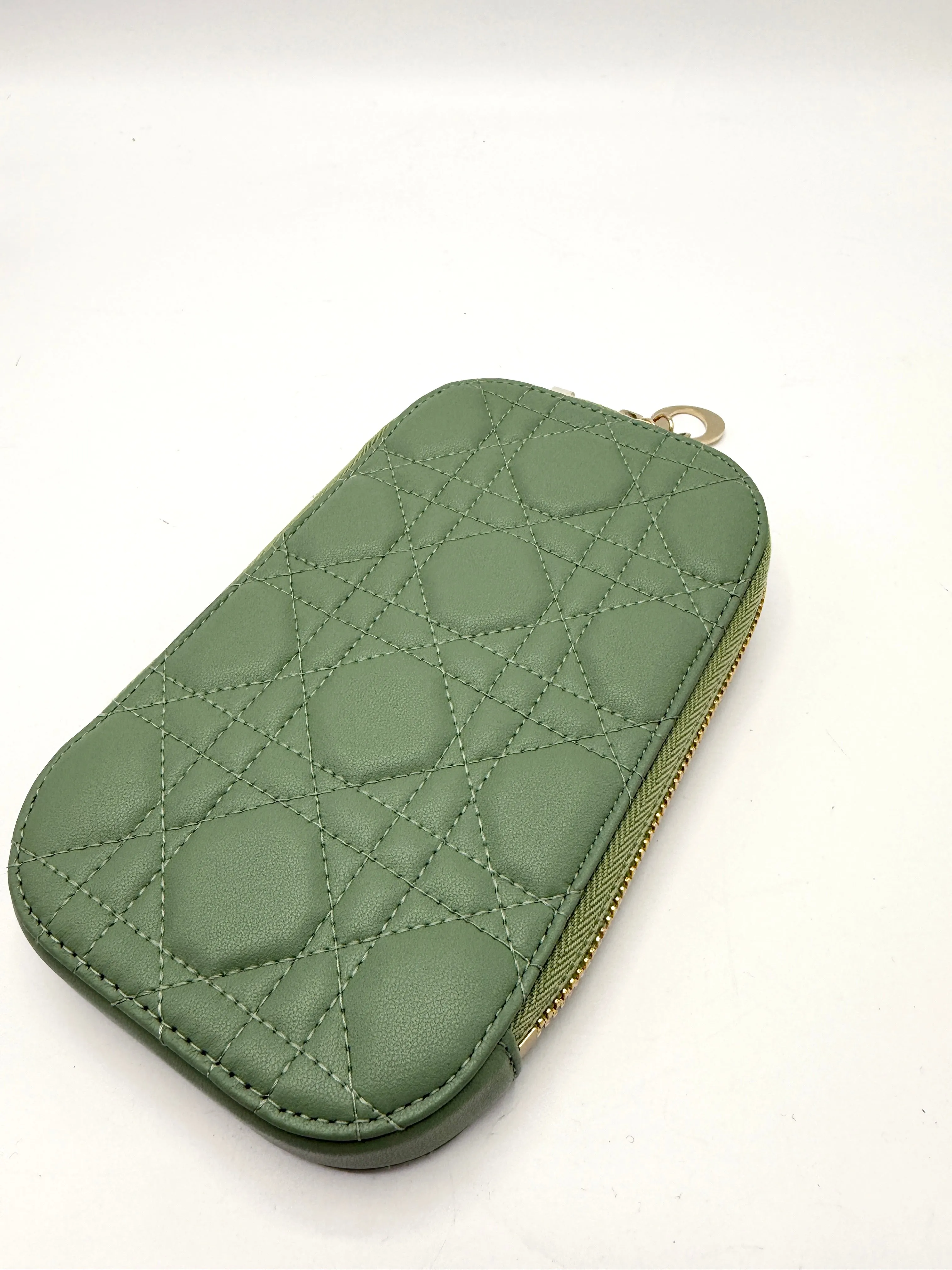 Christian  Sage Green Cannage GHW Vertical Crossbody