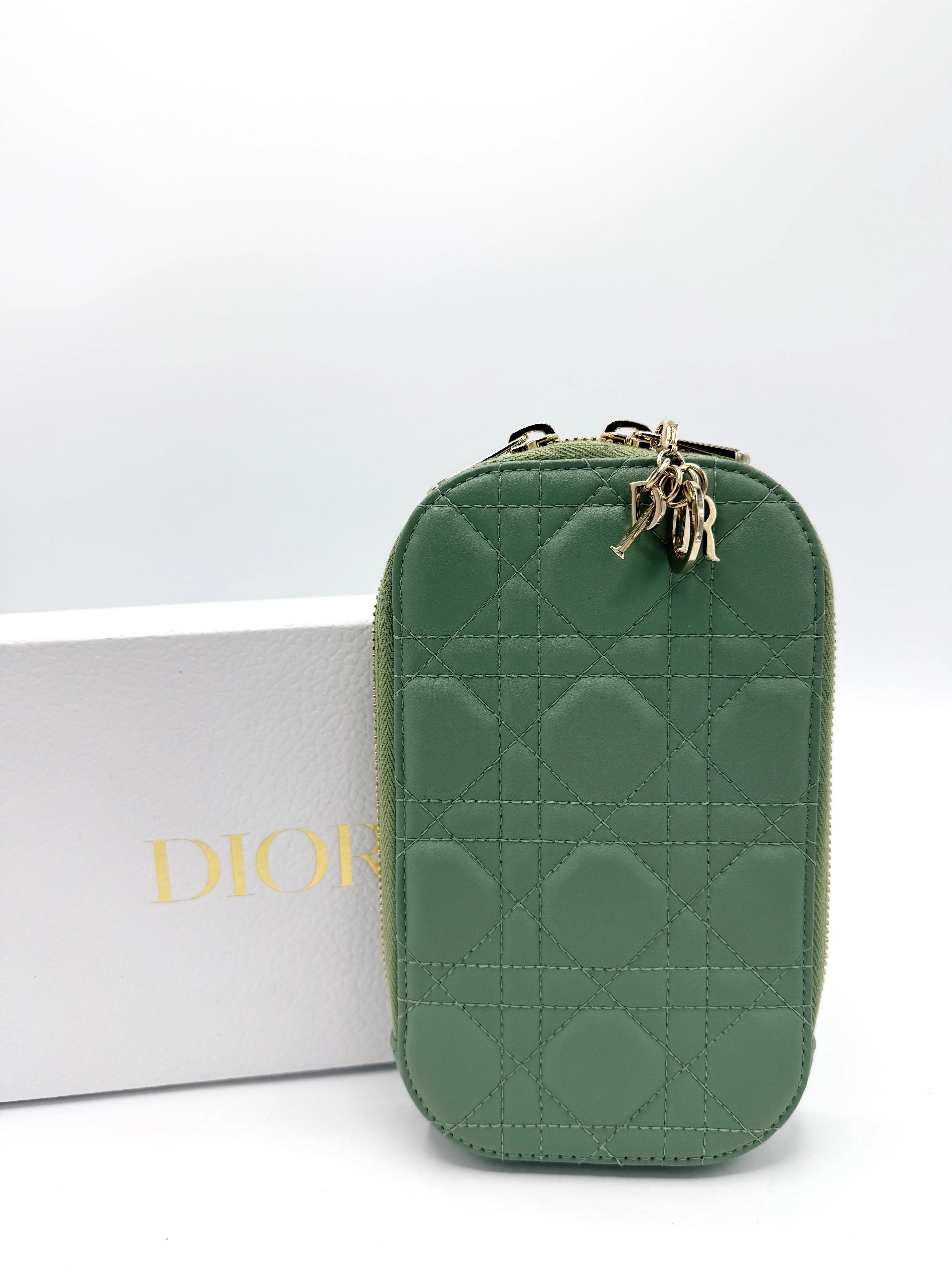 Christian  Sage Green Cannage GHW Vertical Crossbody