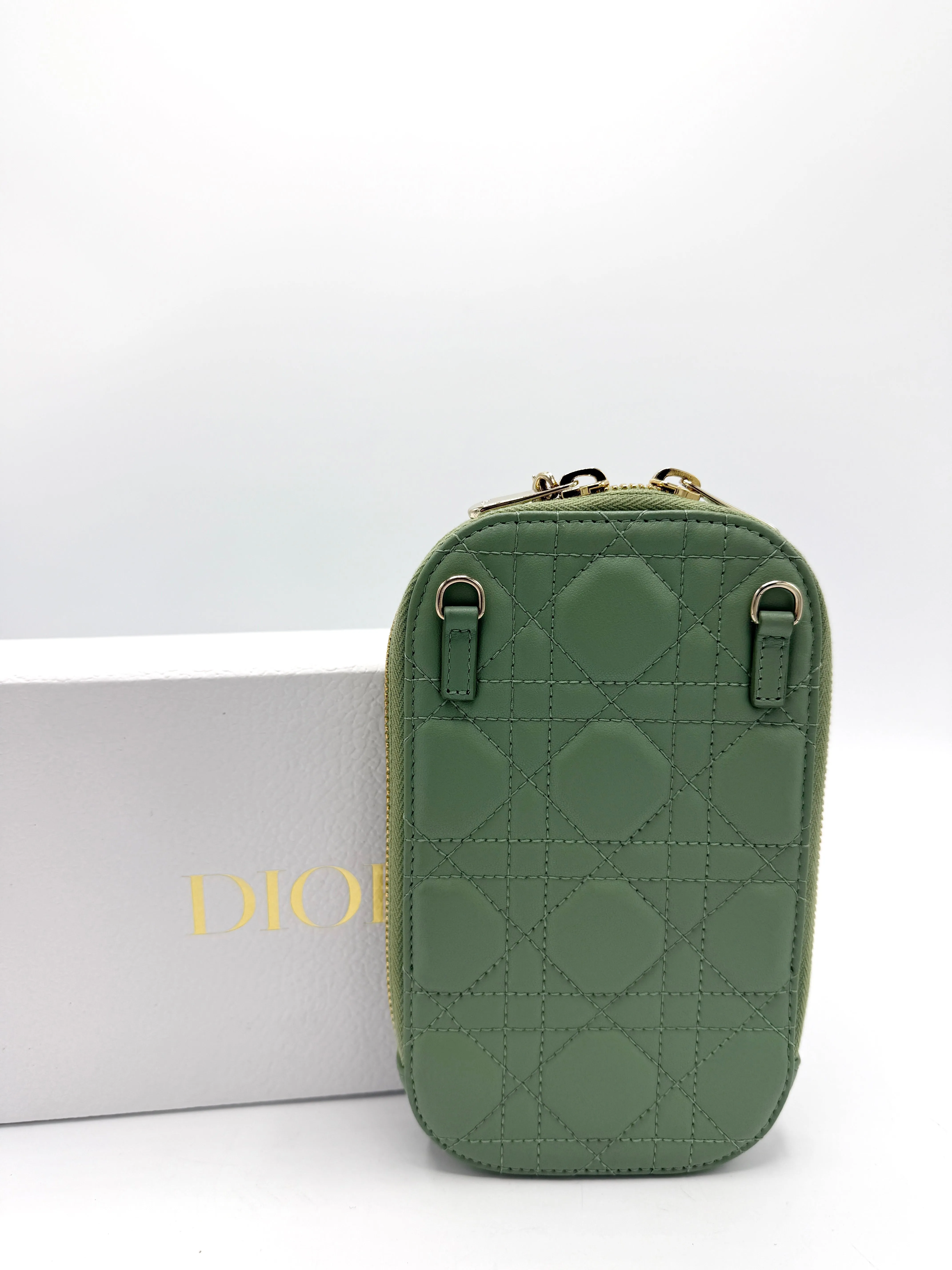 Christian  Sage Green Cannage GHW Vertical Crossbody