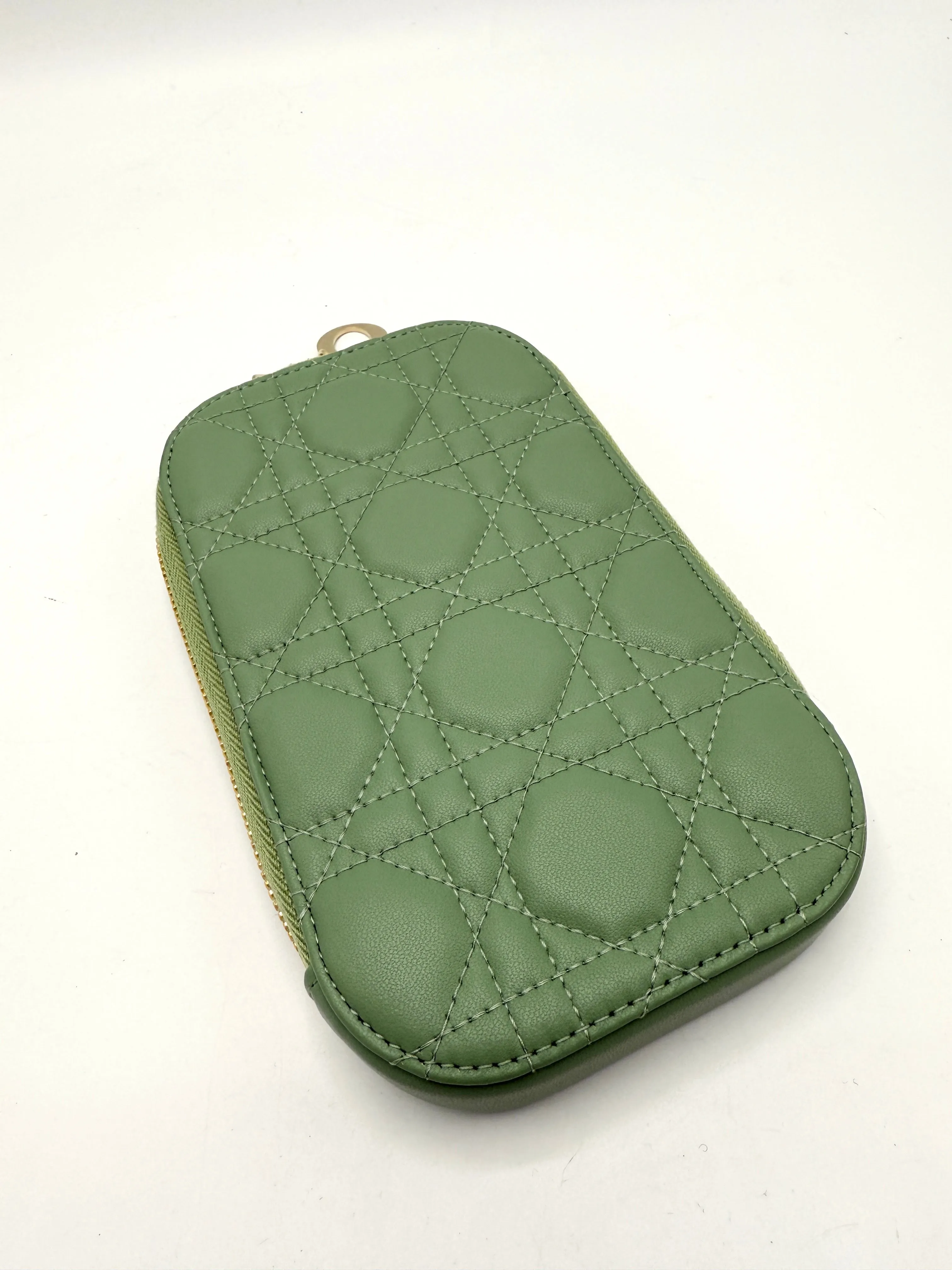 Christian  Sage Green Cannage GHW Vertical Crossbody