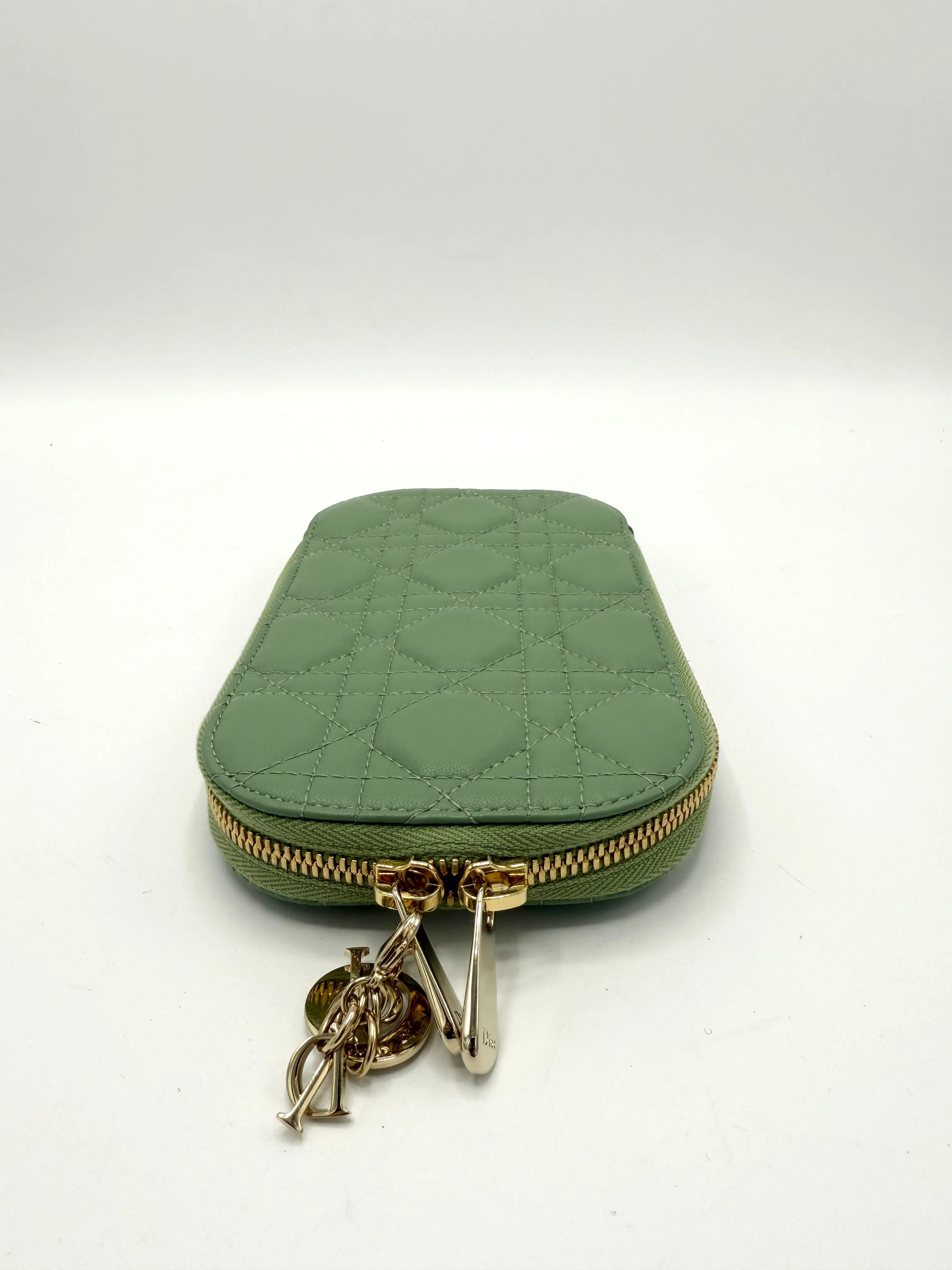 Christian  Sage Green Cannage GHW Vertical Crossbody