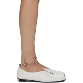 Flat Apartment White Chain Strap Ballerina Flats