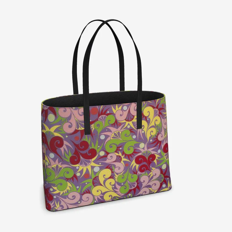 Floral Dynamic Leather Tote (Textured)