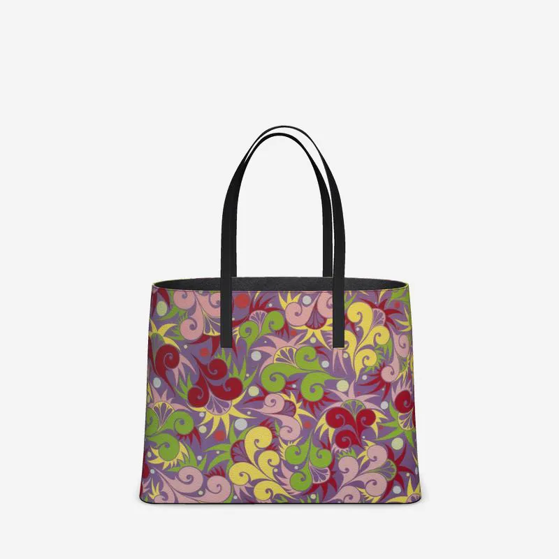 Floral Dynamic Leather Tote (Textured)
