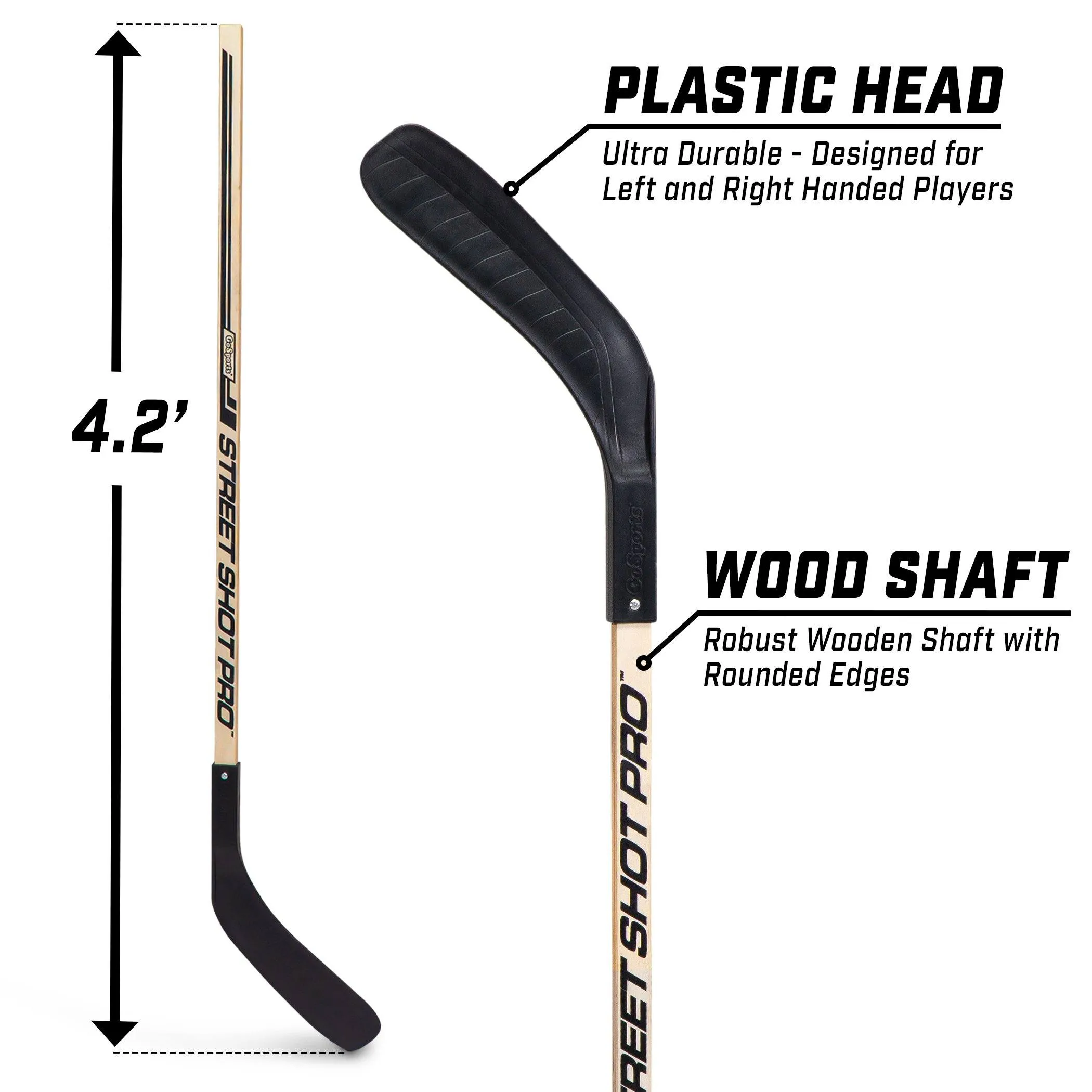 GoSports Hockey Street Sticks - Premium Wood