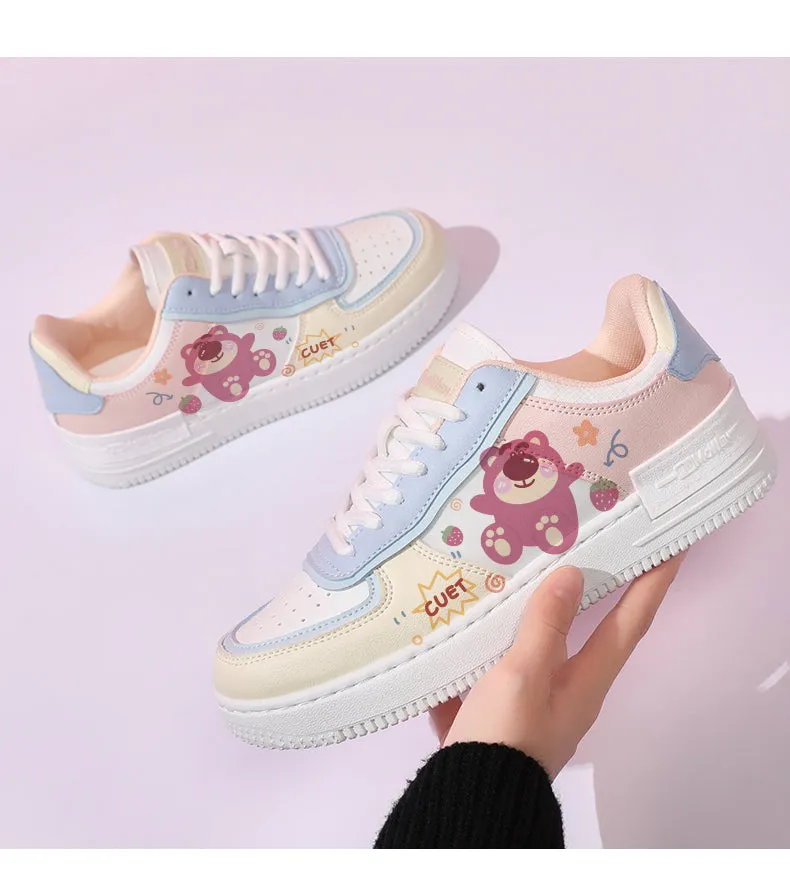 Kawaii Pink Bear All-Match Low Top Sneakers