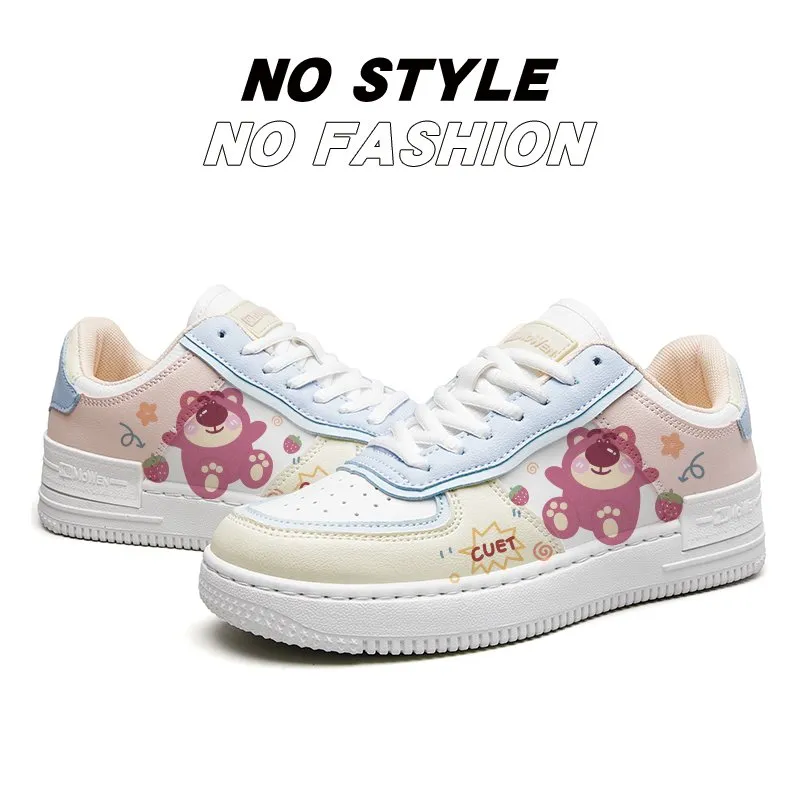 Kawaii Pink Bear All-Match Low Top Sneakers