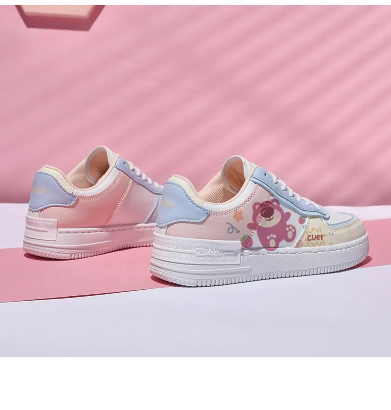 Kawaii Pink Bear All-Match Low Top Sneakers