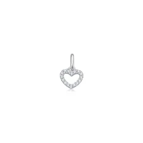 Minimal Diamond Herz Anhänger - 6mm - Weißgold
