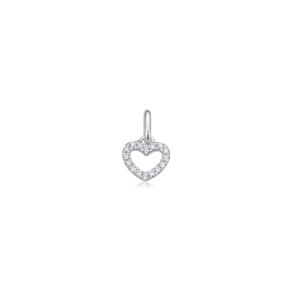 Minimal Diamond Herz Anhänger - 6mm - Weißgold