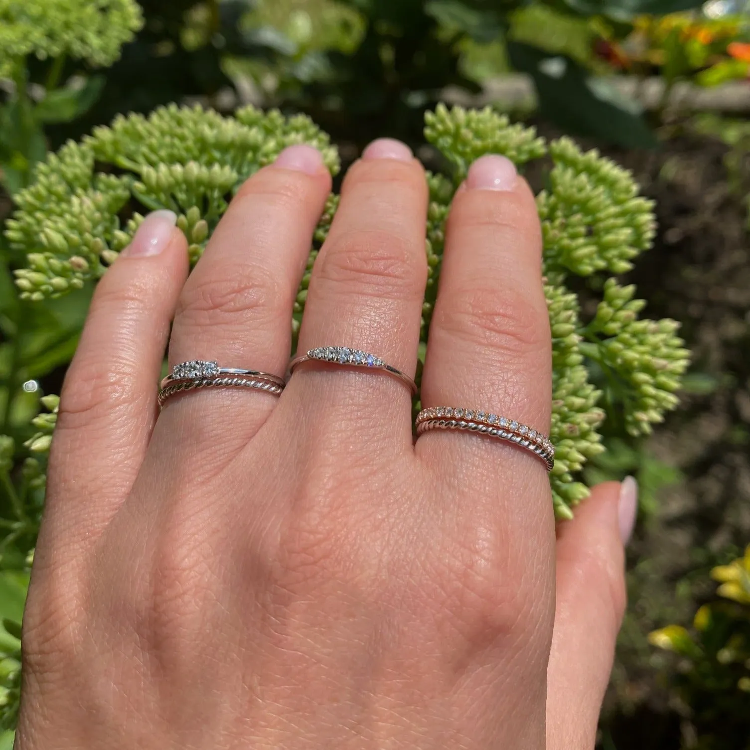 Minimal Trinity Diamond Ring - Weißgold