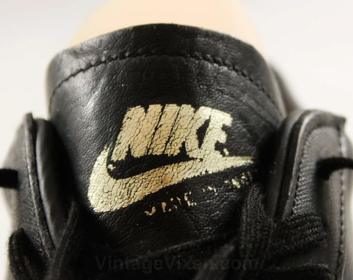 Size 7 Men's Nike Football Cleats - 1980s Athletic Shoes - Black Mens Retro Sports Sneakers - Authentic Nike - NOS 80s Deadstock