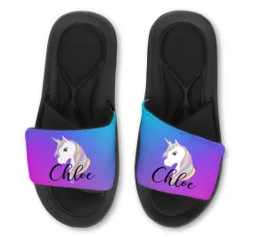 UNICORN Abstract Custom Slides / Sandals - Choose your Background Color.