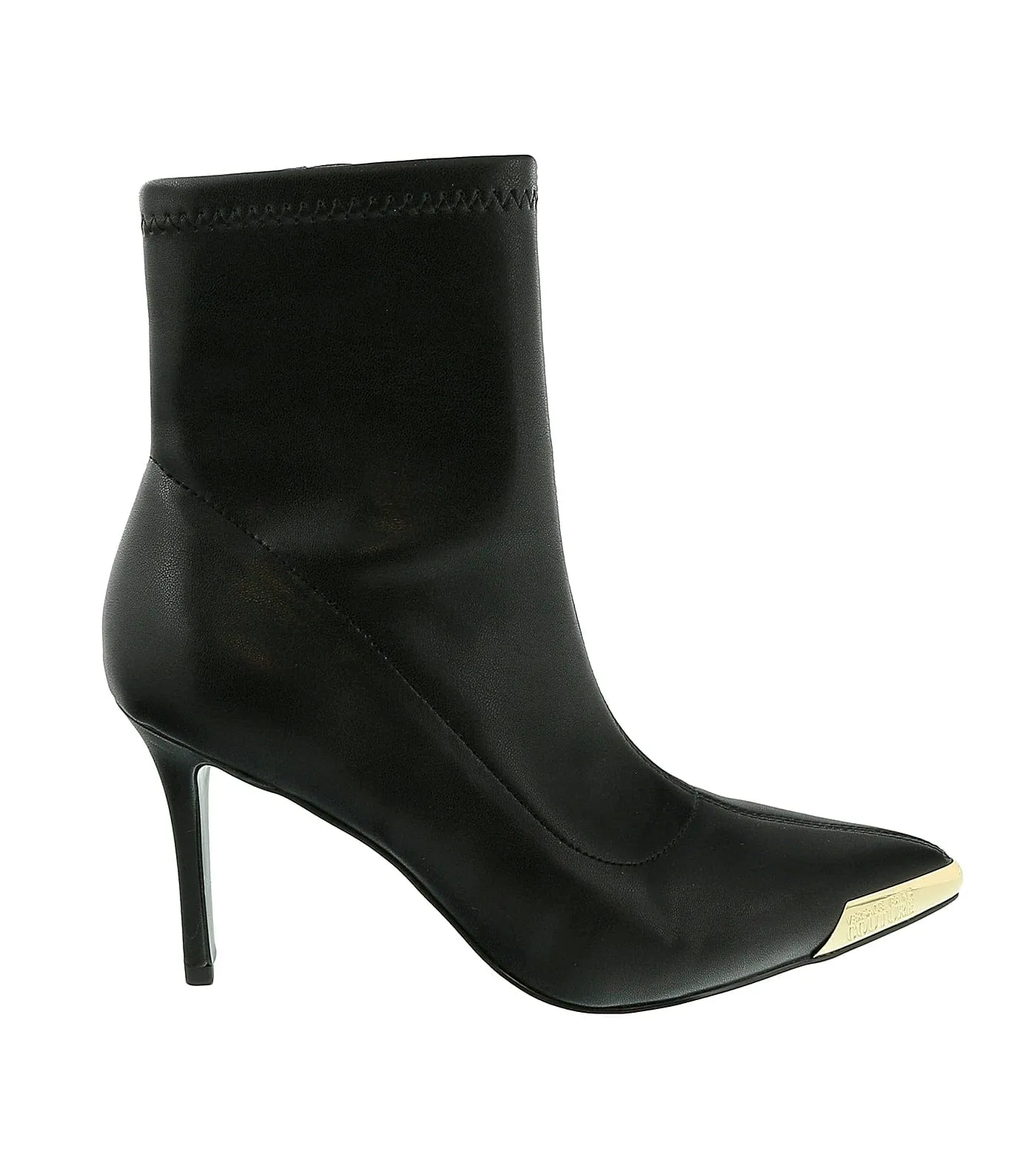 Versace Jeans Couture Black Side Zip Cap Toe Ankle Boot-