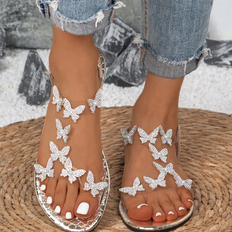 Women's Elegant Rhinestone Butterfly Sandals