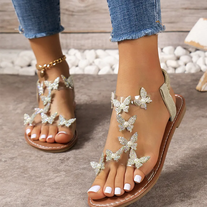 Women's Elegant Rhinestone Butterfly Sandals