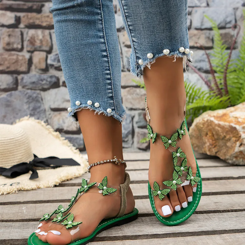 Women's Elegant Rhinestone Butterfly Sandals